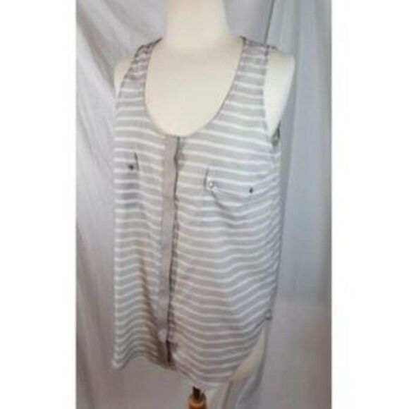 PJK Area Tank Striped Top Shell M NEW Beige - Picture 4 of 5